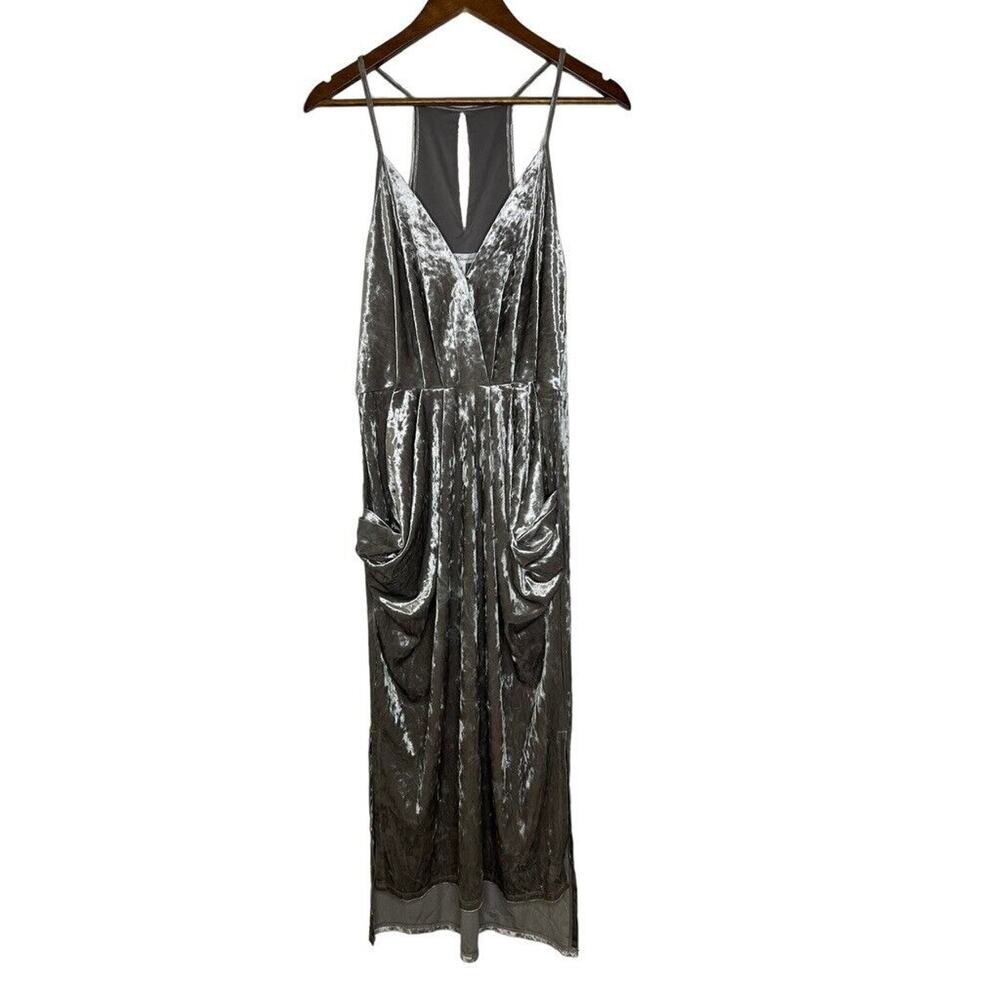 BCBGeneration Gray Crushed Velvet Sleeveless Midi Dress Size Medium NEW